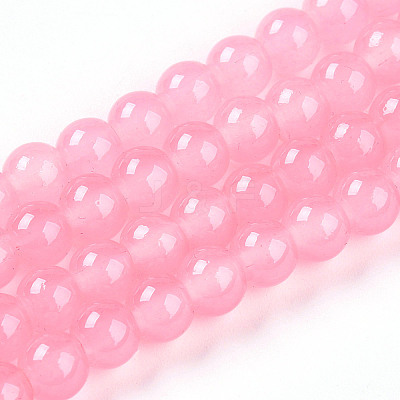 Baking Paint Imitation Jade Glass Round Bead Strands X-DGLA-Q021-6mm-03-1