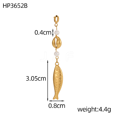 304 Stainless Steel & Shell Pearl Pendants STAS-OY013-50G-1
