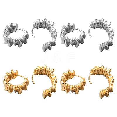 4 Pairs 2 Colors Brass Hoop Earrings EJEW-GO0003-26-1