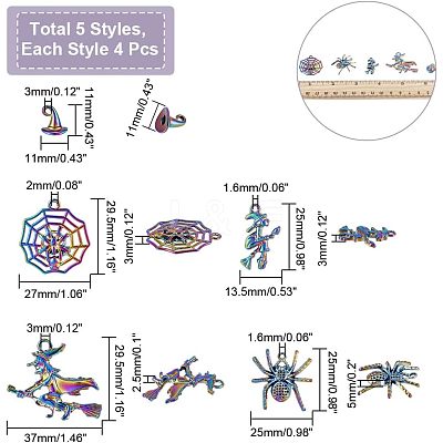 20Pcs 5 Style Plated Alloy Pendants FIND-CA0005-72-1