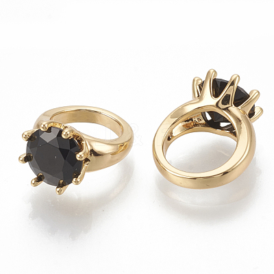 Brass Cubic Zirconia Charms ZIRC-Q019-011G-01-1