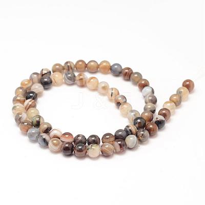 Natural Striped Agate/Banded Agate Bead Strands G-K155-A-6mm-14-1
