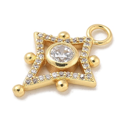Rack Plating Brass Micro Pave Clear Cubic Zirconia Pendants KK-L224-008G-1