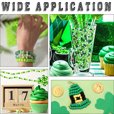 800Pcs 4 Colors Saint Patrick's Day Opaque Plastic Beads KY-SP0001-06-1