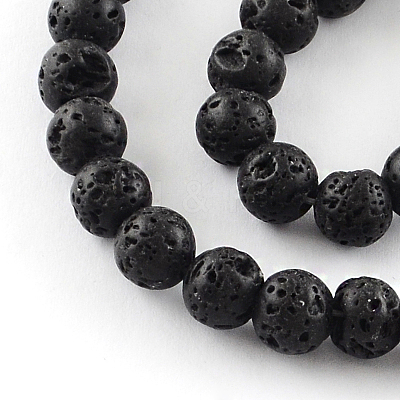 Dyed Natural Lava Rock Gemstone Round Bead Strands X-G-R293-04-1
