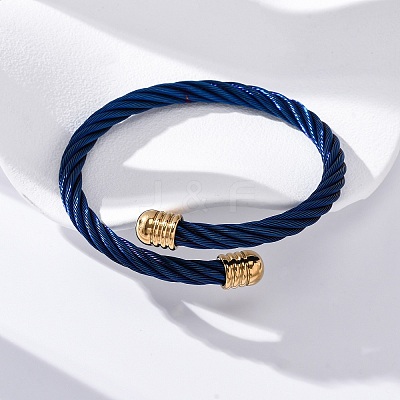 304 Stainless Steel Torque Bangles for Women Men BJEW-G584-18G-03-1