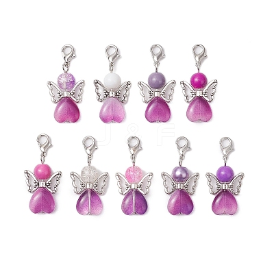 Angel Glass Pendant Decorations HJEW-JM02640-1