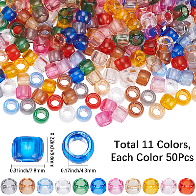 550Pcs 11 Colors Transparent Acrylic European Beads OACR-SP0002-22-1