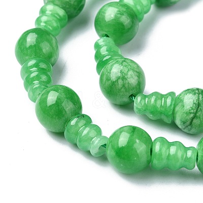 Natural Jade 3-Hole Guru Bead Strands G-K149-44-1