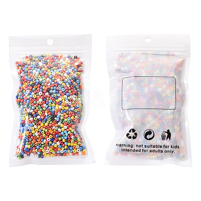 8/0 Opaque Colors Rainbow Plated Round Glass Seed Beads SEED-YW0001-13-1