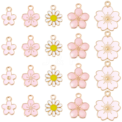 100Pcs 5 Styles Alloy Enamel Pendants ENAM-BM0001-06-1