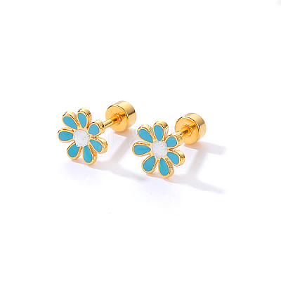 Real 18K Gold Plated 201 Stainless Steel Stud Earrings for Women TL9676-5-1