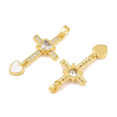 Brass Micro Pave Clear Cubic Zirconia Pendants CU-CBAA571-14G-1