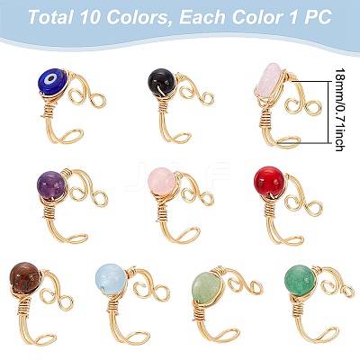 Natural & Synthetic Gemstone and Lampwork Finger Rings RJEW-UN00048-1