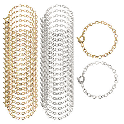 40Pcs 2 Colors Alloy Cable Chain Bracelets Set with Toggle Clasps BJEW-GL0001-10-1