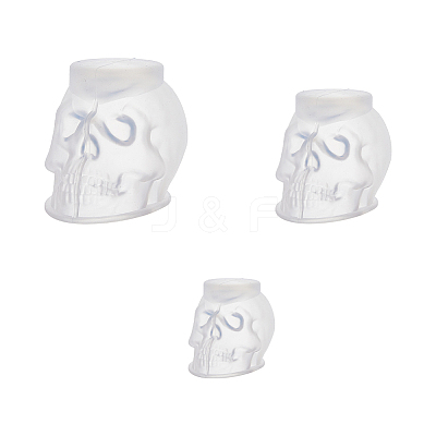 3Pcs 3 Style Halloween Skull Candle Silicone Statue Molds CAND-FH0001-04-1