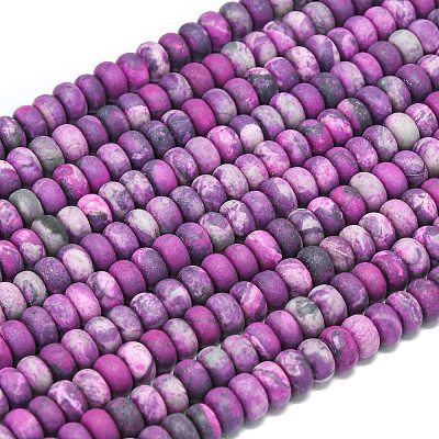 Dyed Natural Map Stone Beads Strands G-P575-A21-6x4mm-03-1