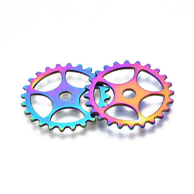 Rack Plating Rainbow Color Alloy Pendants PALLOY-S180-302-1