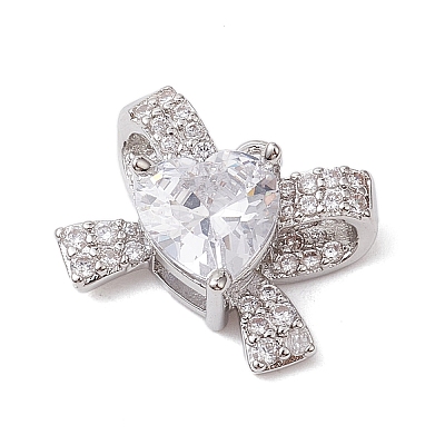 Rack Plating Brass Micro Pave Clear Cubic Zirconia Pendants KK-H463-10P-01-1