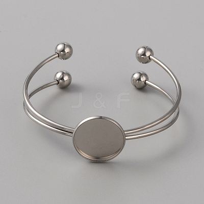 304 Stainless Steel Double Wire Cuff Bangle Makings STAS-WH0017-025-1
