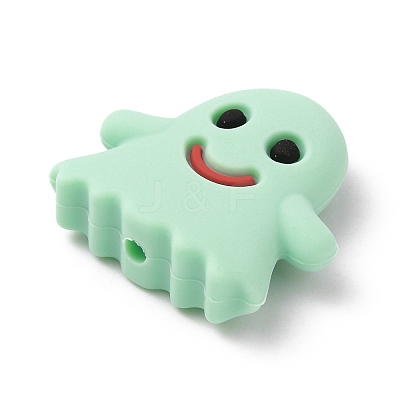 Ghost Food Grade Silicone Beads SIL-WH0002-77B-1