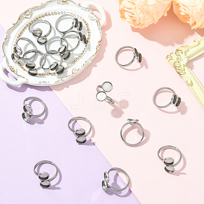 16Pcs 304 Stainless Steel Cuff Rings Components STAS-BBC0008-16-1