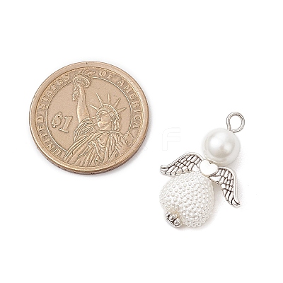 Glass Pearl Round Beads & ABS Plastic Imitation Pearl Beads Pendants PALLOY-JF04094-02-1