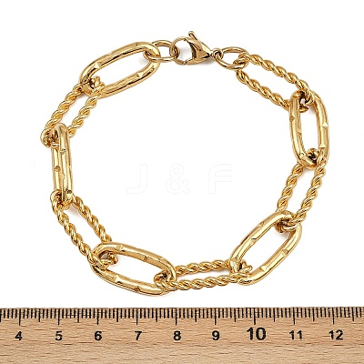 304 Stainless Steel Paperclip Chain Bracelets for Women Men BJEW-Z143-24G-1