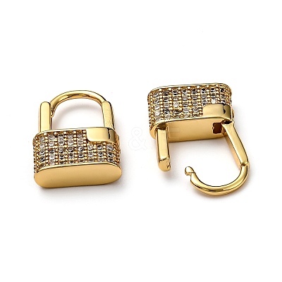 Brass Micro Pave Clear Cubic Zirconia Huggie Hoop Earrings EJEW-H121-17G-1