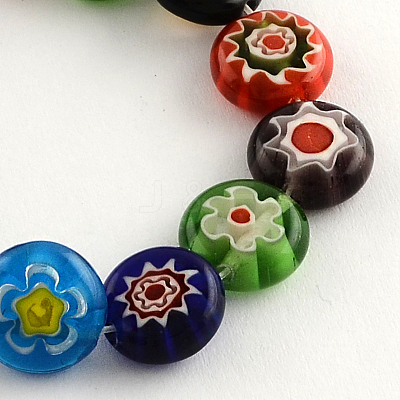 Flat Round Handmade Millefiori Glass Beads X-LK-R004-55-1