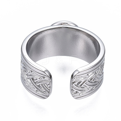 Non-Tarnish 304 Stainless Steel Open Cuff Finger Ring Cabochon Settings STAS-T060-05P-1