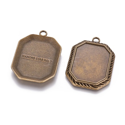 Tibetan Style Pendant Cabochon Settings X-TIBEP-A22961-AB-FF-1