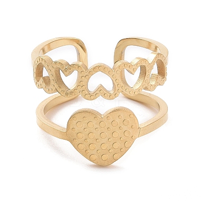 Stainless Steel Heart Open Cuff Rings for Women KK-A181-VF531-1
