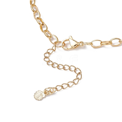 Alloy Enamel Whale Tail Starfish & Natural Shell Teardrop Pendant 304 Stainless Steel Cable Chain Necklaces for Women NJEW-JN05407-02-1