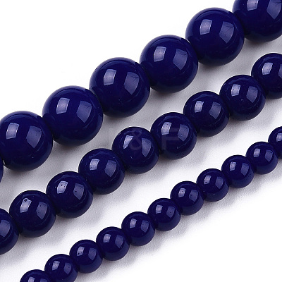 Opaque Solid Color Glass Beads Strands X-GLAA-T032-P8mm-03-1