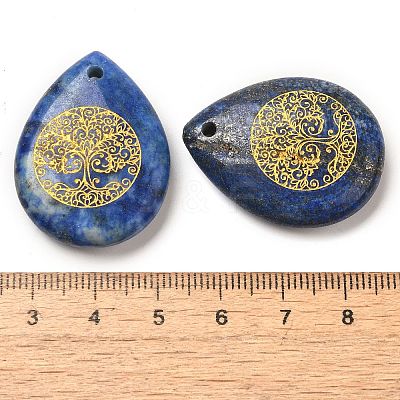 Natural Lapis Lazuli Drop Pendants G-C158-01K-1