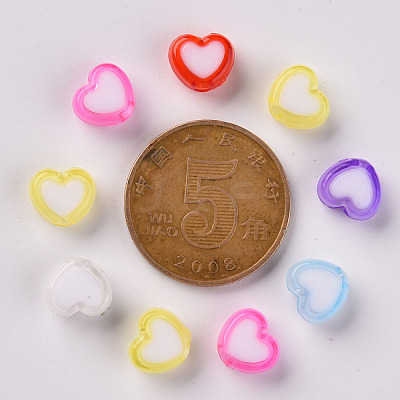 Transparent Heart Acrylic Beads TACR-S117-M-1