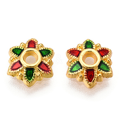6-Petal Alloy Enamel Bead Caps X1-ENAM-TAC0023-07-1