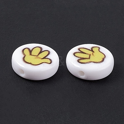 Opaque Printed Acrylic Beads SACR-F004-01B-1