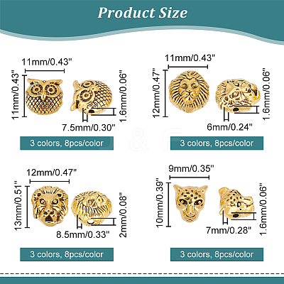 96Pcs 12 Style Zinc Alloy Beads FIND-AR0003-65-1