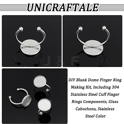 DIY Blank Dome Finger Ring Making Kit DIY-UN0004-18B-1