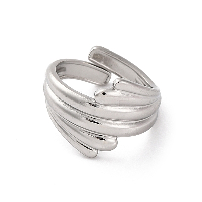 304 Stainless Steel Open Cuff Rings for Women RJEW-K258-10P-1