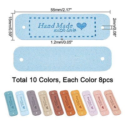 80Pcs 10 Colors PU Leather Label Tags DIY-NB0005-60-1