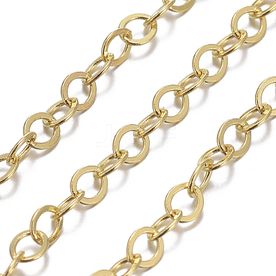 Brass Flat Oval Cable Chains X-CHC025Y-G-1