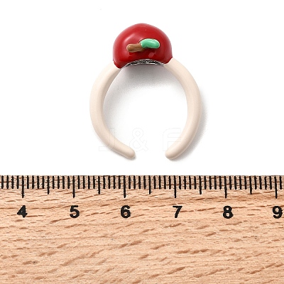 Brass Enamel Cuff Rings for Women RJEW-A087-01B-1