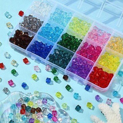 450Pcs 15 Colors Transparent Acrylic Beads TACR-YW0001-56-1