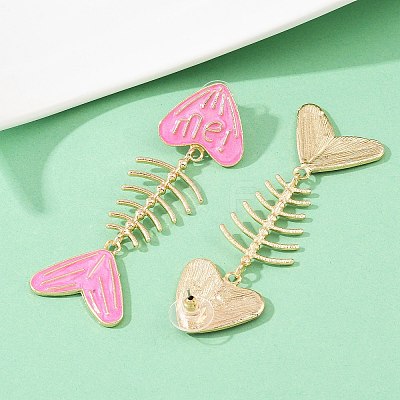 Alloy Enamel Dangle Stud Earrings EJEW-Z140-01G-1