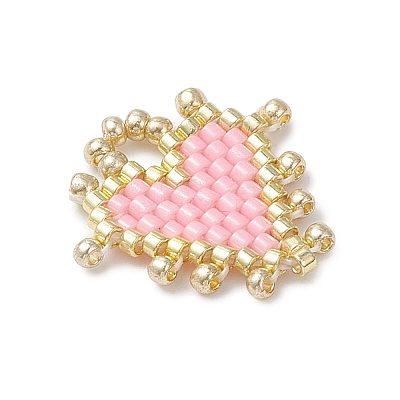 Handmade MIYUKI Glass Seed Beaded Heart Pendants PALLOY-MZ01067-03-1