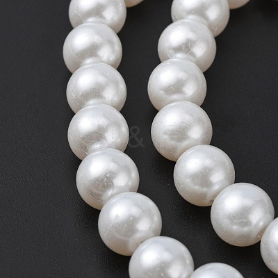 White Glass Pearl Round Loose Beads For Jewelry Necklace Craft Making X-HY-10D-B01-1
