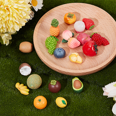 30Pcs 10 Styles Resin Fruit Miniature Ornaments DJEW-WR0001-11-1